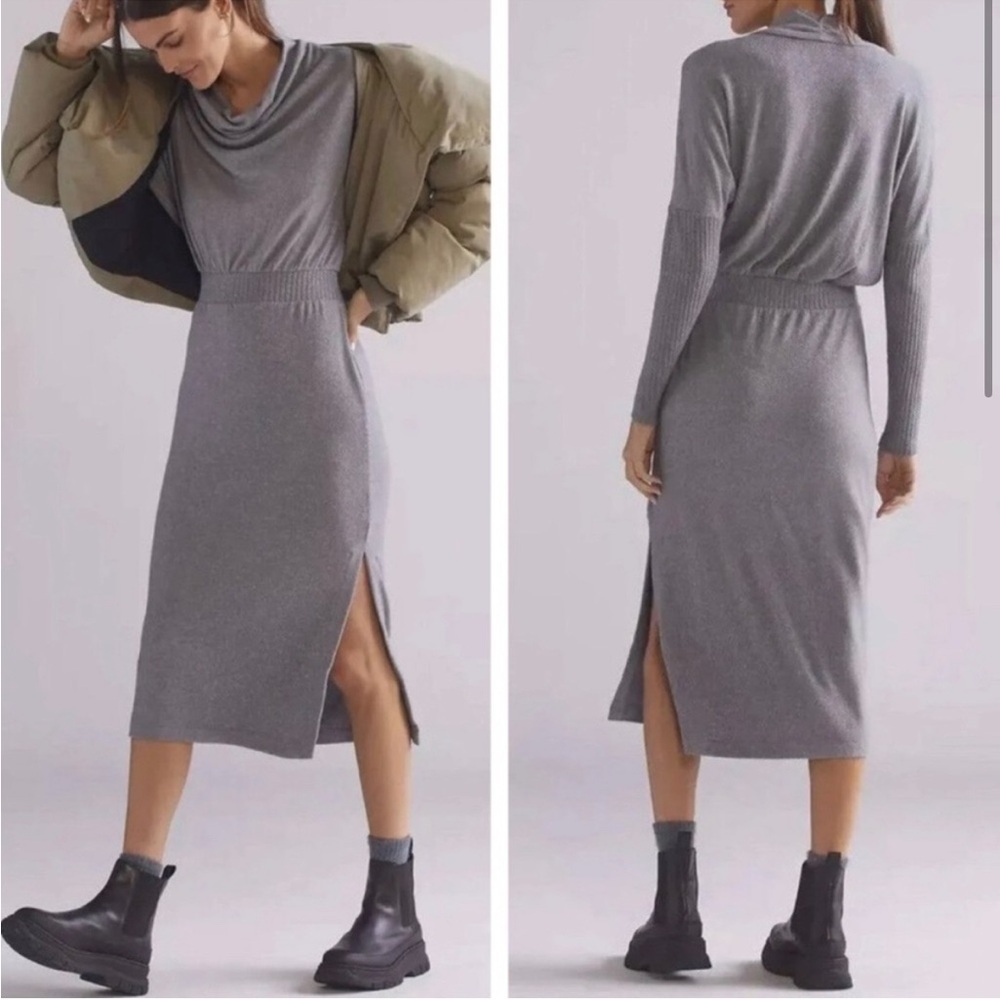 Daily Practice Gray Cowl Neck Maxi Dress XS